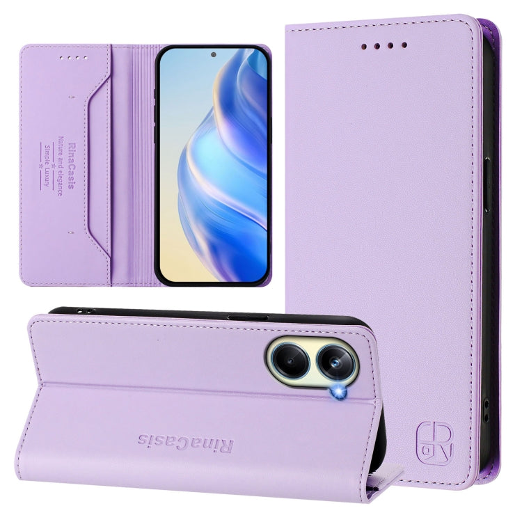 RC01 Dual-Folded Magnetic Suction RFID Leather Phone Case, For Realme 10 Pro 5G, For Realme 10 Pro+ 5G, For Realme 10 4G Global
