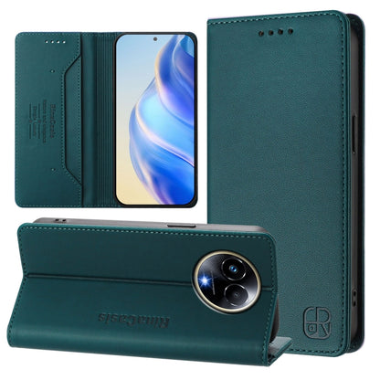RC01 Dual-Folded Magnetic Suction RFID Leather Phone Case, For Realme GT5 5G / GT5 5G 240W, For Realme 11 5G Global / 11X 5G, For Realme Narzo 60 Pro