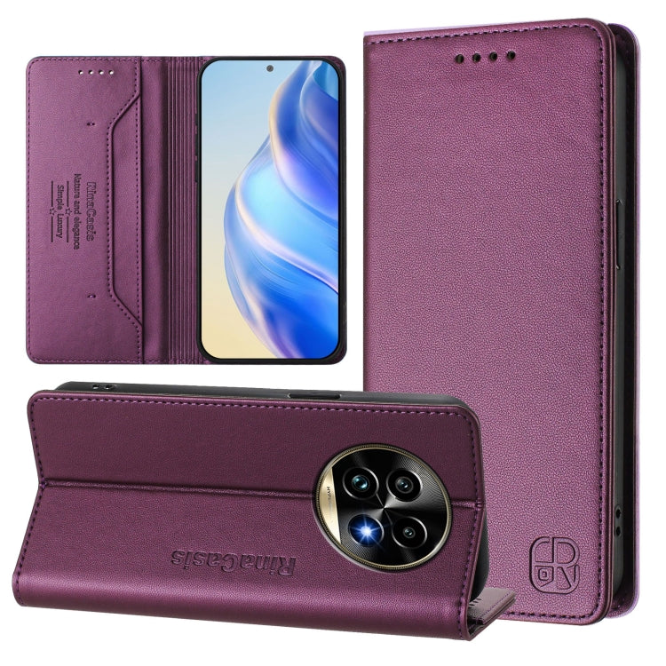 RC01 Dual-Folded Magnetic Suction RFID Leather Phone Case, For Realme 13 Pro / 13 Pro+ 5G, For Realme GT 6 5G / GT 6T 5G Global, For Realme C63 / C61 4G Global
