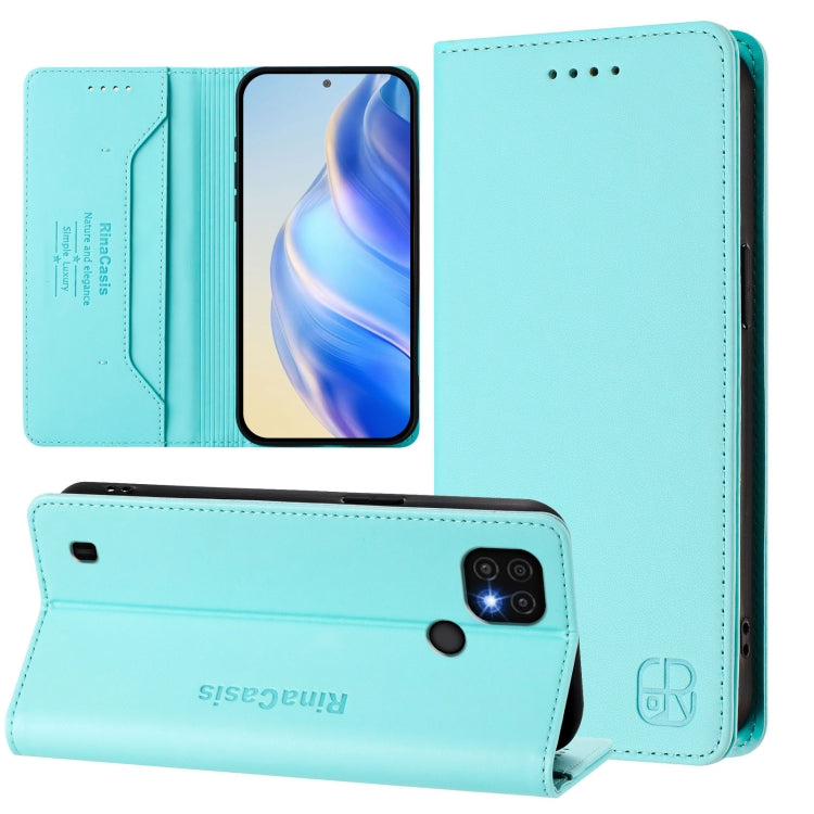RC01 Dual-Folded Magnetic Suction RFID Leather Phone Case, For Realme C20 / C11 2021 / C21, For Realme C21Y, For Realme C25 / C15 / C12 / C25s