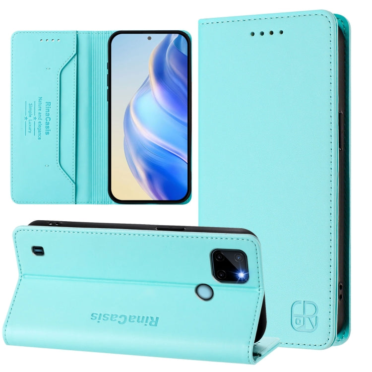 RC01 Dual-Folded Magnetic Suction RFID Leather Phone Case, For Realme C20 / C11 2021 / C21, For Realme C21Y, For Realme C25 / C15 / C12 / C25s