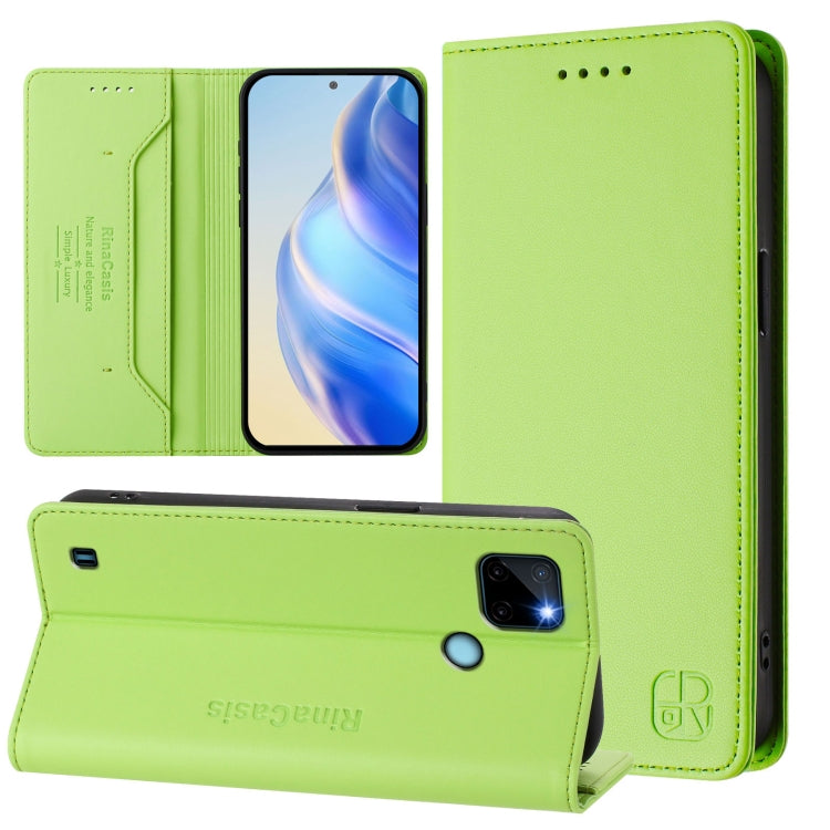 RC01 Dual-Folded Magnetic Suction RFID Leather Phone Case, For Realme C20 / C11 2021 / C21, For Realme C21Y, For Realme C25 / C15 / C12 / C25s