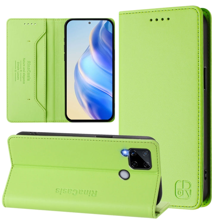 RC01 Dual-Folded Magnetic Suction RFID Leather Phone Case, For Realme C20 / C11 2021 / C21, For Realme C21Y, For Realme C25 / C15 / C12 / C25s