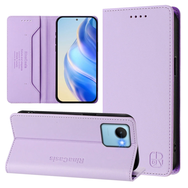 RC01 Dual-Folded Magnetic Suction RFID Leather Phone Case, For Realme C30 4G / Narzo 50i Prime / C30s, For Realme GT Neo 3T, For Realme 9 Pro+ 5G / 9 4G Global