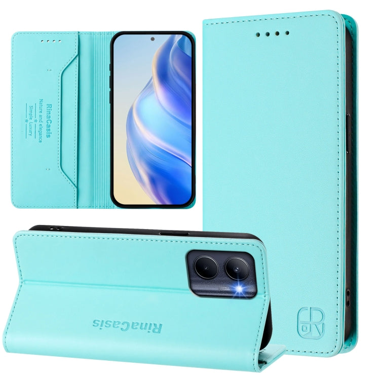 RC01 Dual-Folded Magnetic Suction RFID Leather Phone Case, For Realme C65 4G Global, For Realme C55 4G Global / Narzo N55, For Realme C33 2022 / 2023 Global