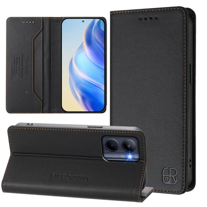 RC01 Dual-Folded Magnetic Suction RFID Leather Phone Case, For Realme C65 4G Global, For Realme C55 4G Global / Narzo N55, For Realme C33 2022 / 2023 Global