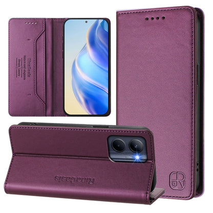 RC01 Dual-Folded Magnetic Suction RFID Leather Phone Case, For Realme C65 4G Global, For Realme C55 4G Global / Narzo N55, For Realme C33 2022 / 2023 Global