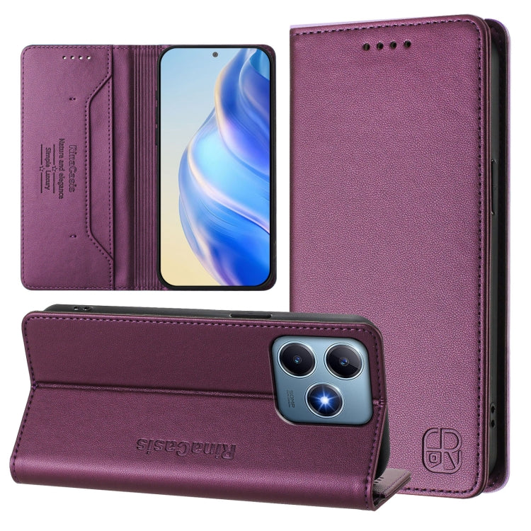 RC01 Dual-Folded Magnetic Suction RFID Leather Phone Case, For Realme 13 Pro / 13 Pro+ 5G, For Realme GT 6 5G / GT 6T 5G Global, For Realme C63 / C61 4G Global