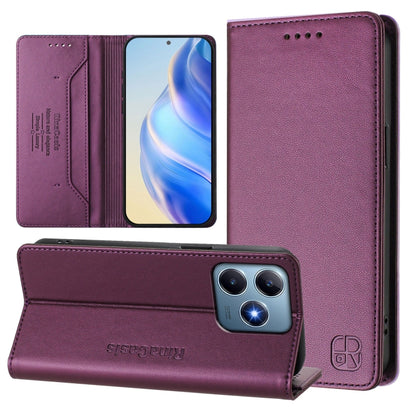 RC01 Dual-Folded Magnetic Suction RFID Leather Phone Case, For Realme 13 Pro / 13 Pro+ 5G, For Realme GT 6 5G / GT 6T 5G Global, For Realme C63 / C61 4G Global