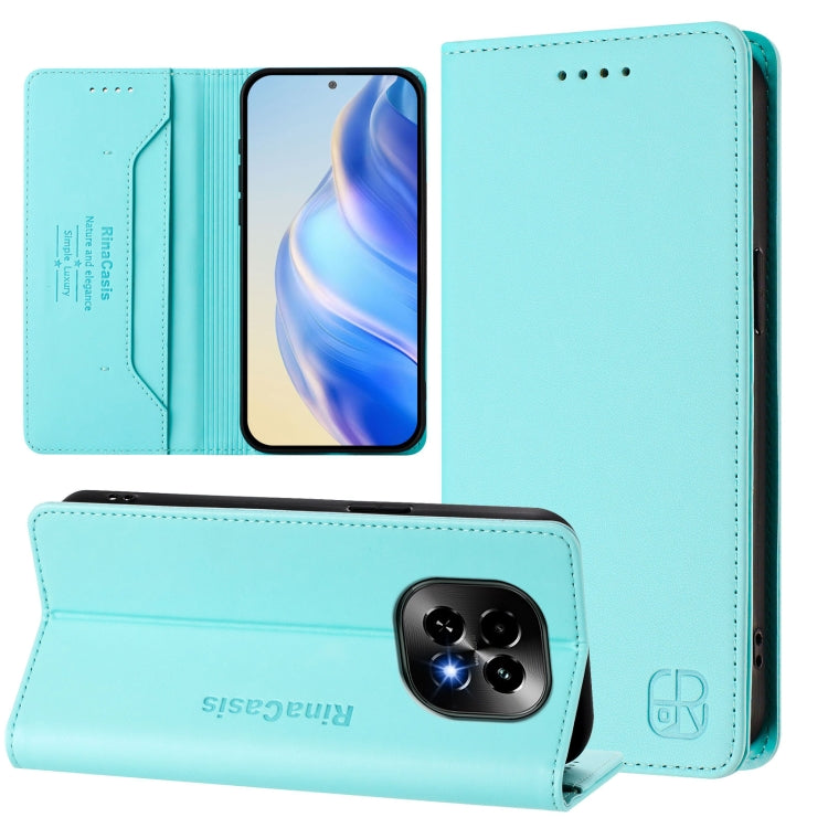 RC01 Dual-Folded Magnetic Suction RFID Leather Phone Case, For Realme C63 5G Global, For Realme Note 60 4G / C61 4G India, For Realme 13+ 5G