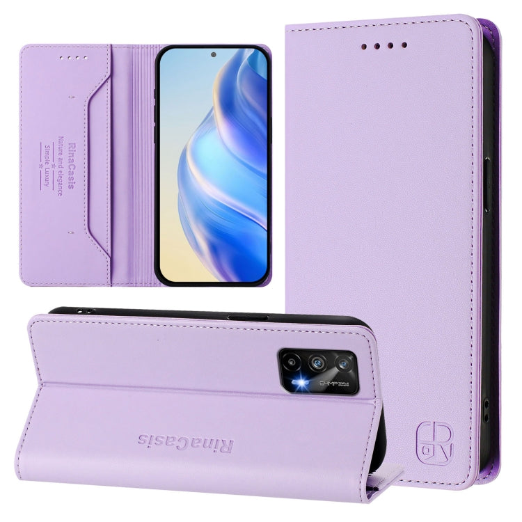 RC01 Dual-Folded Magnetic Suction RFID Leather Phone Case, For Realme 10T 5G / 10s 5G / 9i 5G Indian, For Realme GT3 5G / GT Neo 5 240W, For Realme GT 5G / GT Neo 5G