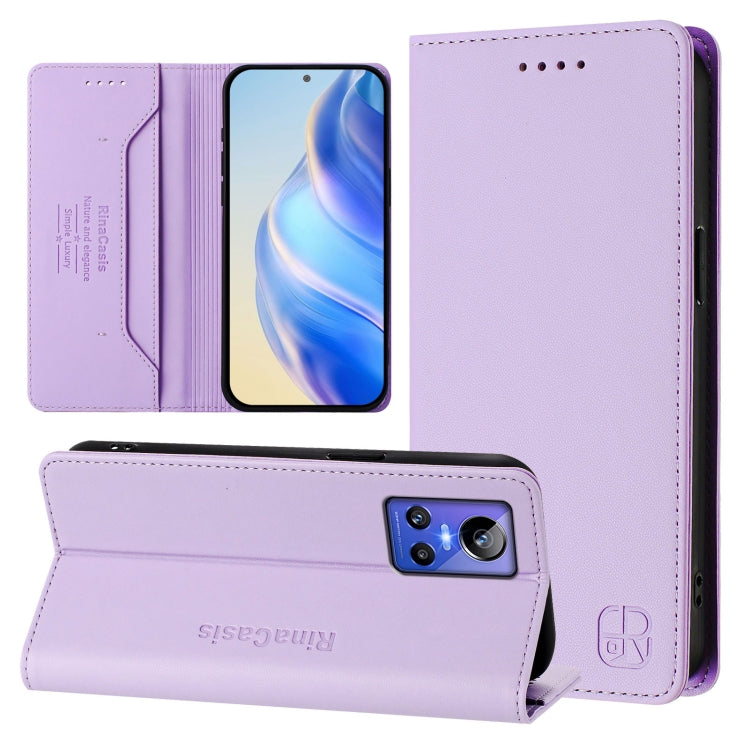 RC01 Dual-Folded Magnetic Suction RFID Leather Phone Case, For Realme GT Neo 3, For Realme 8 5G / 9 5G Indian / V13 5G, For Realme 9 Pro 5G Global / 9 5G EU Version