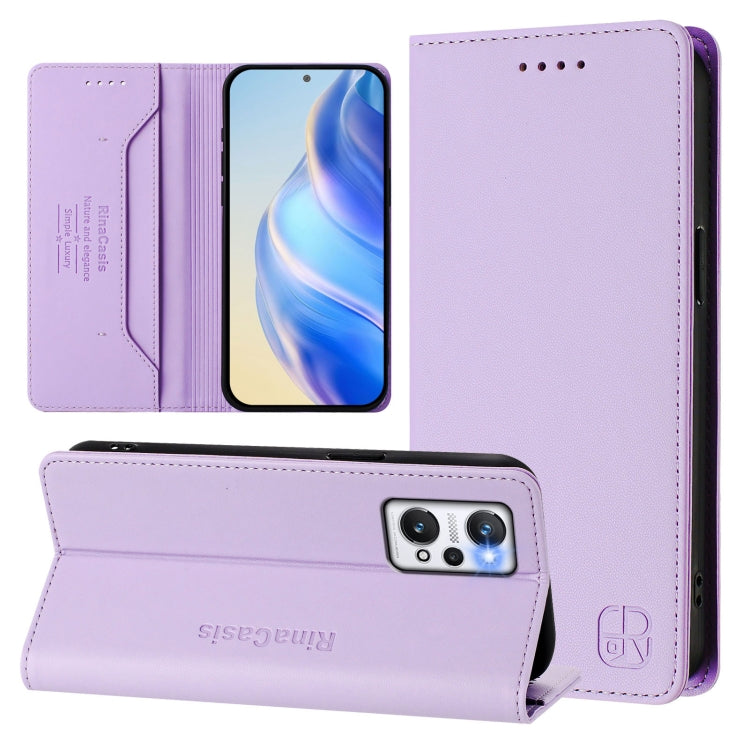RC01 Dual-Folded Magnetic Suction RFID Leather Phone Case, For Realme C30 4G / Narzo 50i Prime / C30s, For Realme GT Neo 3T, For Realme 9 Pro+ 5G / 9 4G Global