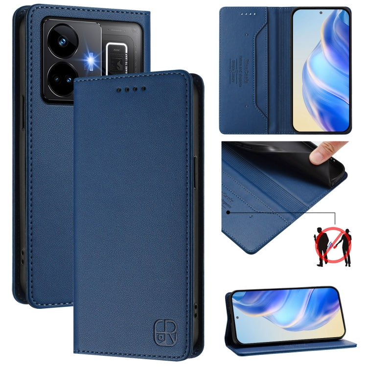 RC01 Dual-Folded Magnetic Suction RFID Leather Phone Case, For Realme 10T 5G / 10s 5G / 9i 5G Indian, For Realme GT3 5G / GT Neo 5 240W, For Realme GT 5G / GT Neo 5G