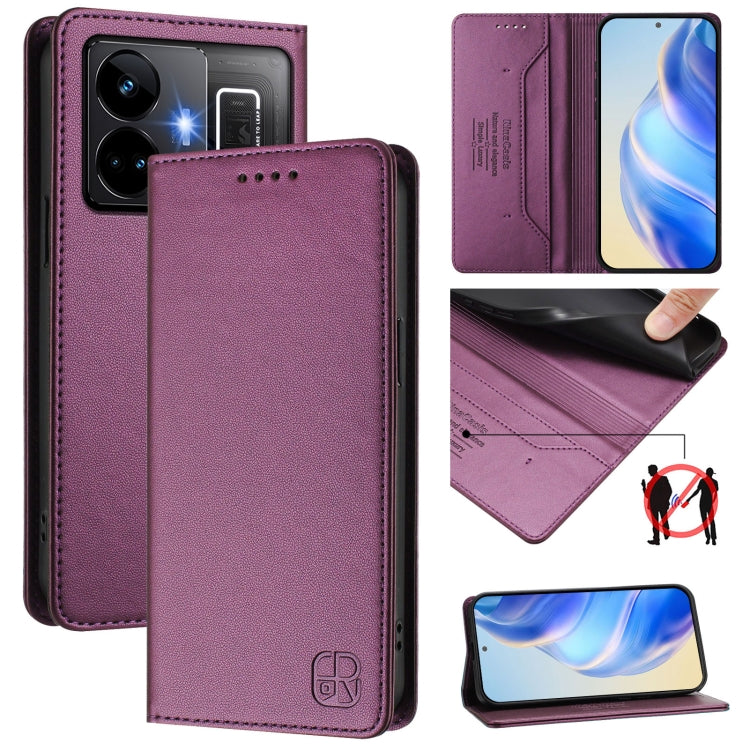 RC01 Dual-Folded Magnetic Suction RFID Leather Phone Case, For Realme 10T 5G / 10s 5G / 9i 5G Indian, For Realme GT3 5G / GT Neo 5 240W, For Realme GT 5G / GT Neo 5G