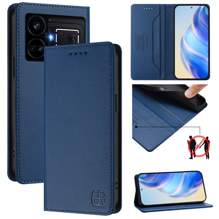 RC01 Dual-Folded Magnetic Suction RFID Leather Phone Case, For Realme GT5 5G / GT5 5G 240W, For Realme 11 5G Global / 11X 5G, For Realme Narzo 60 Pro
