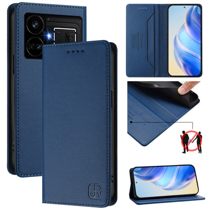 RC01 Dual-Folded Magnetic Suction RFID Leather Phone Case, For Realme GT5 5G / GT5 5G 240W, For Realme 11 5G Global / 11X 5G, For Realme Narzo 60 Pro