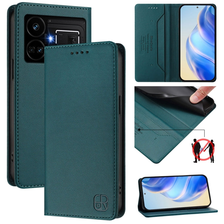 RC01 Dual-Folded Magnetic Suction RFID Leather Phone Case, For Realme GT5 5G / GT5 5G 240W, For Realme 11 5G Global / 11X 5G, For Realme Narzo 60 Pro