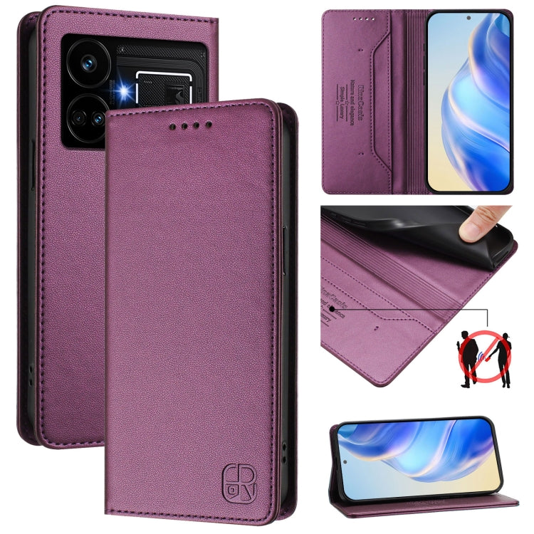 RC01 Dual-Folded Magnetic Suction RFID Leather Phone Case, For Realme GT5 5G / GT5 5G 240W, For Realme 11 5G Global / 11X 5G, For Realme Narzo 60 Pro