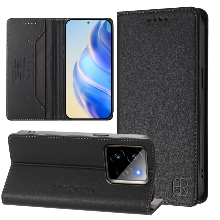RC01 Dual-Folded Magnetic Suction RFID Leather Phone Case, For Realme 14 Pro+ 5G, For Realme 14 Pro 5G, For Realme GT 7 Pro 5G