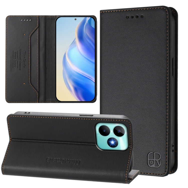 RC01 Dual-Folded Magnetic Suction RFID Leather Phone Case, For Realme Note 50 4G / C51 4G / C53 4G, For Realme C67 4G Global, For Realme 11 4G Global