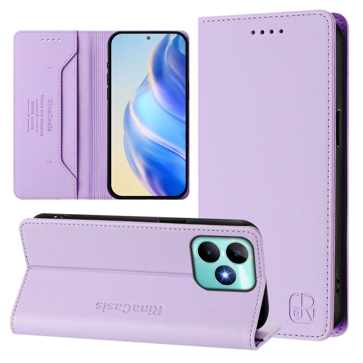 RC01 Dual-Folded Magnetic Suction RFID Leather Phone Case, For Realme Note 50 4G / C51 4G / C53 4G, For Realme C67 4G Global, For Realme 11 4G Global