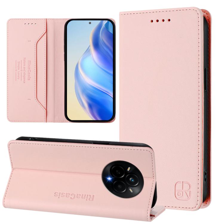 RC01 Dual-Folded Magnetic Suction RFID Leather Phone Case, For Realme 14 Pro+ 5G, For Realme 14 Pro 5G, For Realme GT 7 Pro 5G