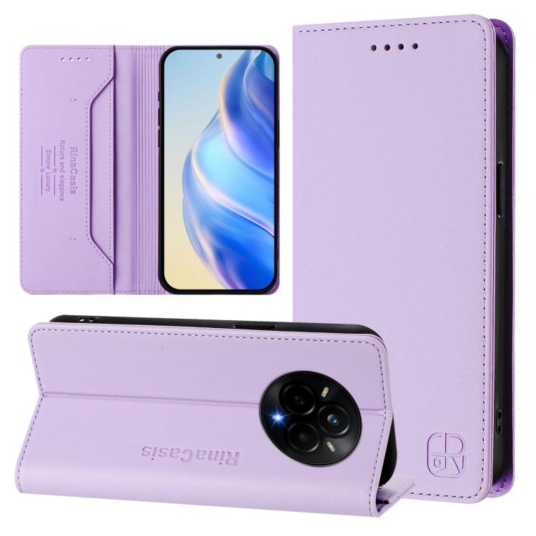 RC01 Dual-Folded Magnetic Suction RFID Leather Phone Case, For Realme 14 Pro+ 5G, For Realme 14 Pro 5G, For Realme GT 7 Pro 5G