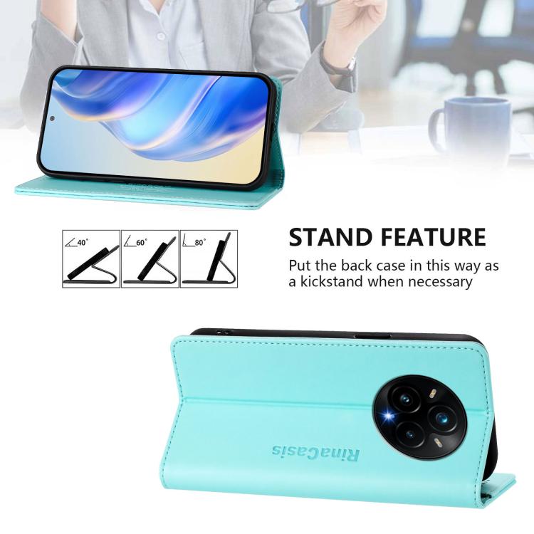 RC01 Dual-Folded Magnetic Suction RFID Leather Phone Case, For Realme 14 Pro+ 5G, For Realme 14 Pro 5G, For Realme GT 7 Pro 5G