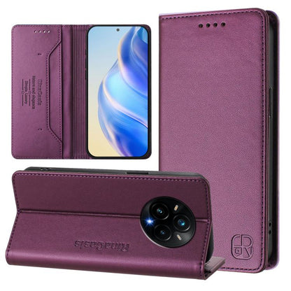 RC01 Dual-Folded Magnetic Suction RFID Leather Phone Case, For Realme 14 Pro+ 5G, For Realme 14 Pro 5G, For Realme GT 7 Pro 5G