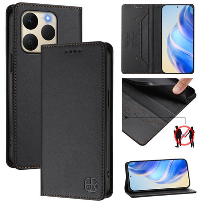RC01 Dual-Folded Magnetic Suction RFID Leather Phone Case, For Realme P4 Pro 5G, For Realme P4, For Realme 15T 5G Global