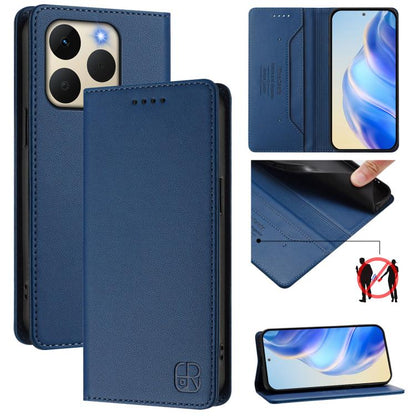 RC01 Dual-Folded Magnetic Suction RFID Leather Phone Case, For Realme P4 Pro 5G, For Realme P4, For Realme 15T 5G Global