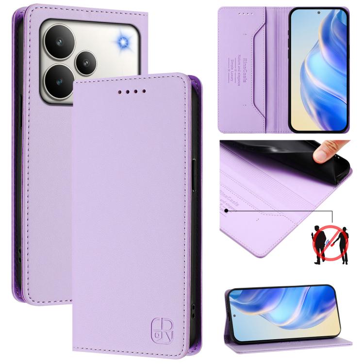 RC01 Dual-Folded Magnetic Suction RFID Leather Phone Case, For Realme P4 Pro 5G, For Realme P4, For Realme 15T 5G Global