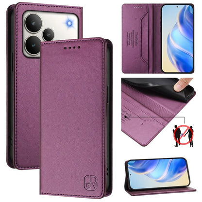 RC01 Dual-Folded Magnetic Suction RFID Leather Phone Case, For Realme P4 Pro 5G, For Realme P4, For Realme 15T 5G Global