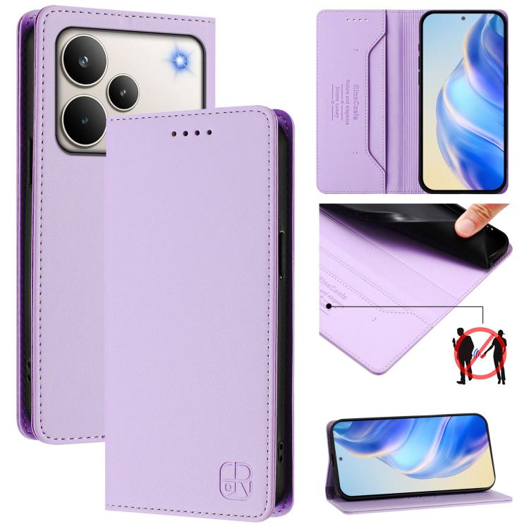 RC01 Dual-Folded Magnetic Suction RFID Leather Phone Case, For Realme P4 Pro 5G, For Realme P4, For Realme 15T 5G Global
