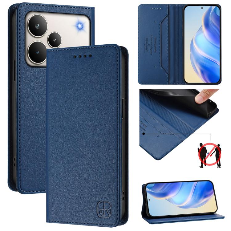 RC01 Dual-Folded Magnetic Suction RFID Leather Phone Case, For Realme P4 Pro 5G, For Realme P4, For Realme 15T 5G Global