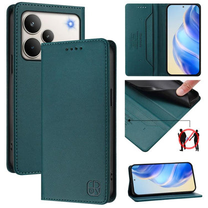 RC01 Dual-Folded Magnetic Suction RFID Leather Phone Case, For Realme P4 Pro 5G, For Realme P4, For Realme 15T 5G Global