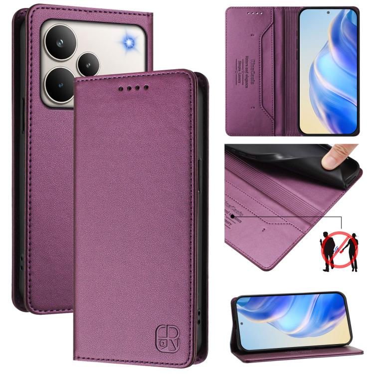 RC01 Dual-Folded Magnetic Suction RFID Leather Phone Case, For Realme P4 Pro 5G, For Realme P4, For Realme 15T 5G Global