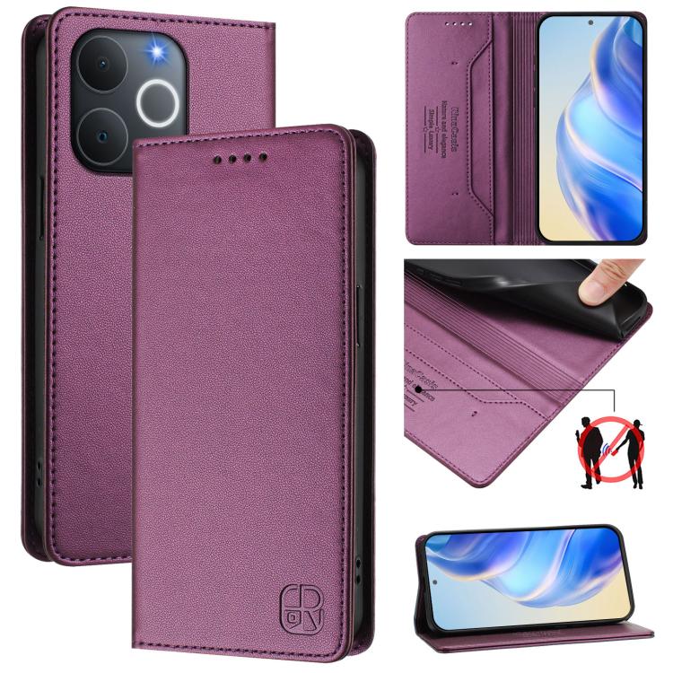 RC01 Dual-Folded Magnetic Suction RFID Leather Phone Case, For Realme C71 4G India, For Realme 15 5G / 15 Pro 5G, For Realme C71 4G Global