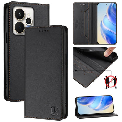 RC01 Dual-Folded Magnetic Suction RFID Leather Phone Case, For Realme C71 4G India, For Realme 15 5G / 15 Pro 5G, For Realme C71 4G Global