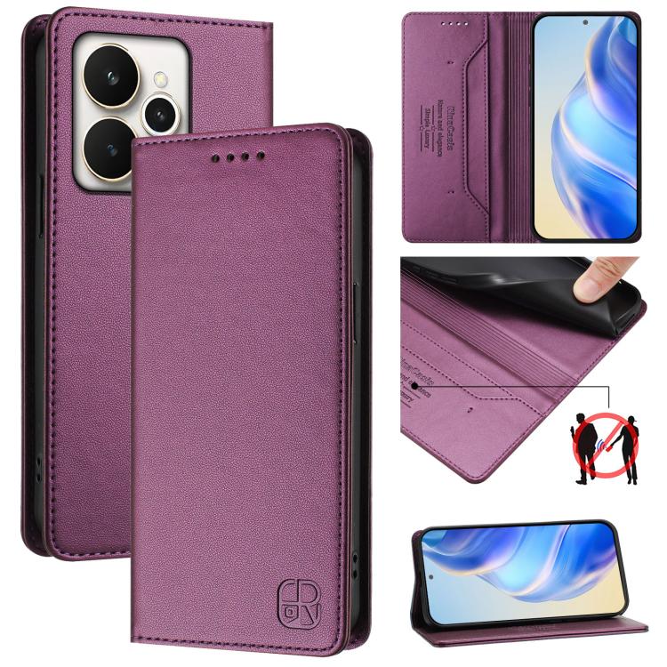 RC01 Dual-Folded Magnetic Suction RFID Leather Phone Case, For Realme C71 4G India, For Realme 15 5G / 15 Pro 5G, For Realme C71 4G Global