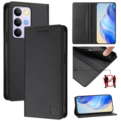 RC01 Dual-Folded Magnetic Suction RFID Leather Phone Case, For Realme 16 Pro 5G Global, For Realme Note 70 4G / 70T 4G, For Realme C100 5G / C83 India / C85 / 15X