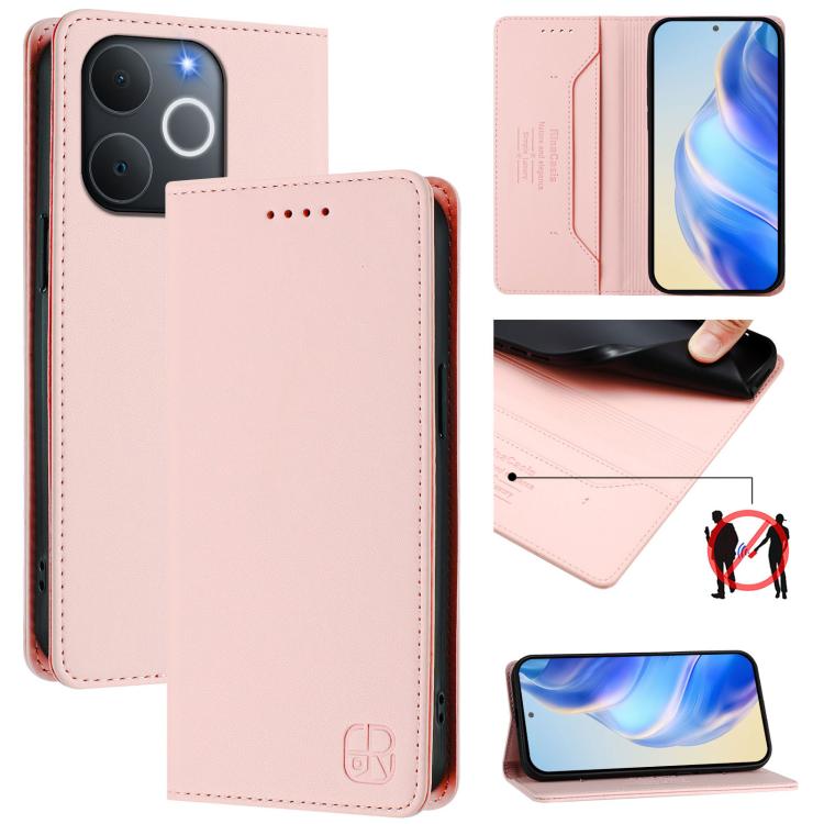 RC01 Dual-Folded Magnetic Suction RFID Leather Phone Case, For Realme 16 Pro 5G Global, For Realme Note 70 4G / 70T 4G, For Realme C100 5G / C83 India / C85 / 15X