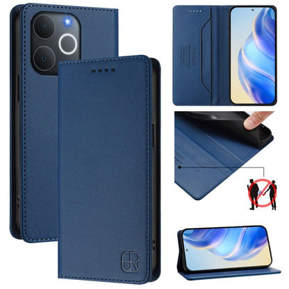 RC01 Dual-Folded Magnetic Suction RFID Leather Phone Case, For Realme 16 Pro 5G Global, For Realme Note 70 4G / 70T 4G, For Realme C100 5G / C83 India / C85 / 15X