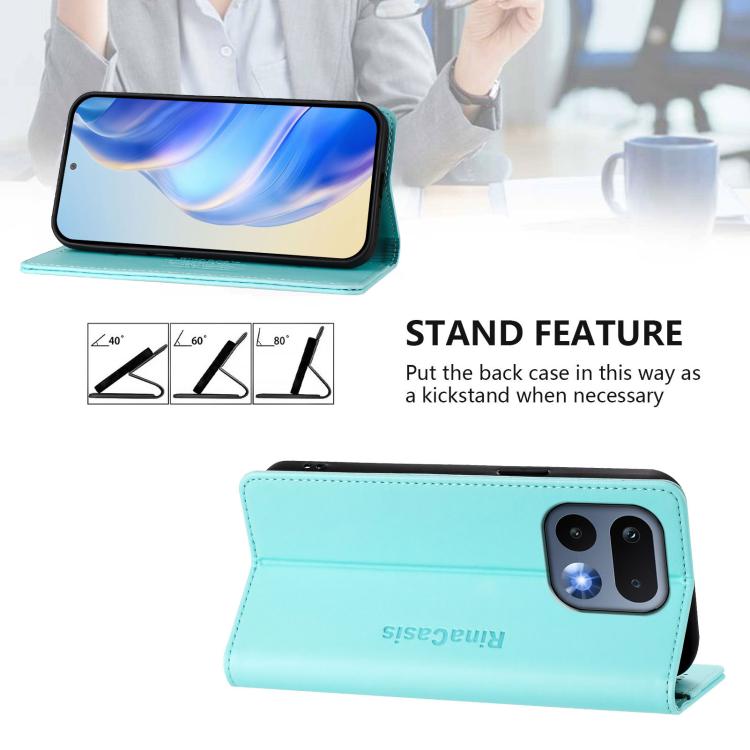 RC01 Dual-Folded Magnetic Suction RFID Leather Phone Case, For Realme 16 Pro 5G Global, For Realme Note 70 4G / 70T 4G, For Realme C100 5G / C83 India / C85 / 15X