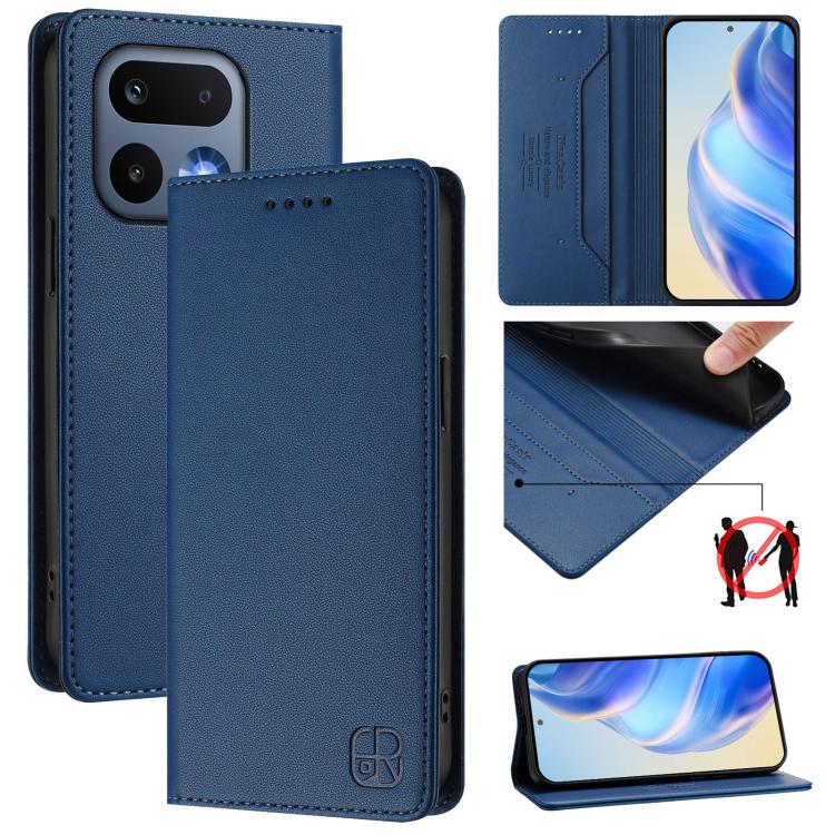 RC01 Dual-Folded Magnetic Suction RFID Leather Phone Case, For Realme 16 Pro 5G Global, For Realme Note 70 4G / 70T 4G, For Realme C100 5G / C83 India / C85 / 15X