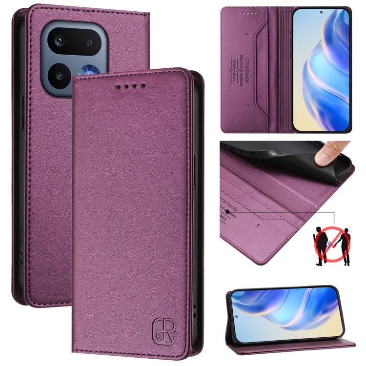 RC01 Dual-Folded Magnetic Suction RFID Leather Phone Case, For Realme 16 Pro 5G Global, For Realme Note 70 4G / 70T 4G, For Realme C100 5G / C83 India / C85 / 15X