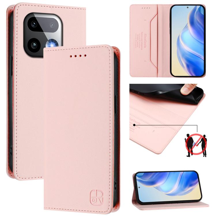 RC01 Dual-Folded Magnetic Suction RFID Leather Phone Case, For Realme Note 80 4G Global, For Realme 16 5G Global, For Realme 16 Pro+ 5G Global