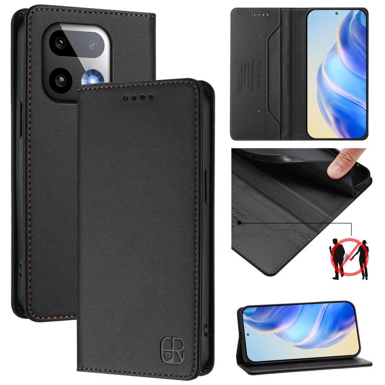 RC01 Dual-Folded Magnetic Suction RFID Leather Phone Case, For Realme Note 80 4G Global, For Realme 16 5G Global, For Realme 16 Pro+ 5G Global