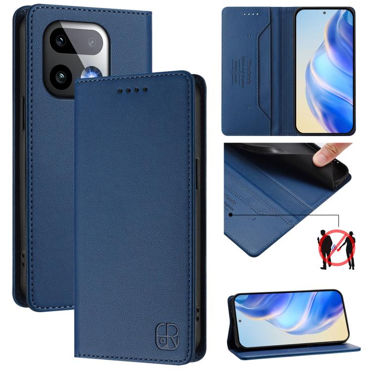 RC01 Dual-Folded Magnetic Suction RFID Leather Phone Case, For Realme Note 80 4G Global, For Realme 16 5G Global, For Realme 16 Pro+ 5G Global